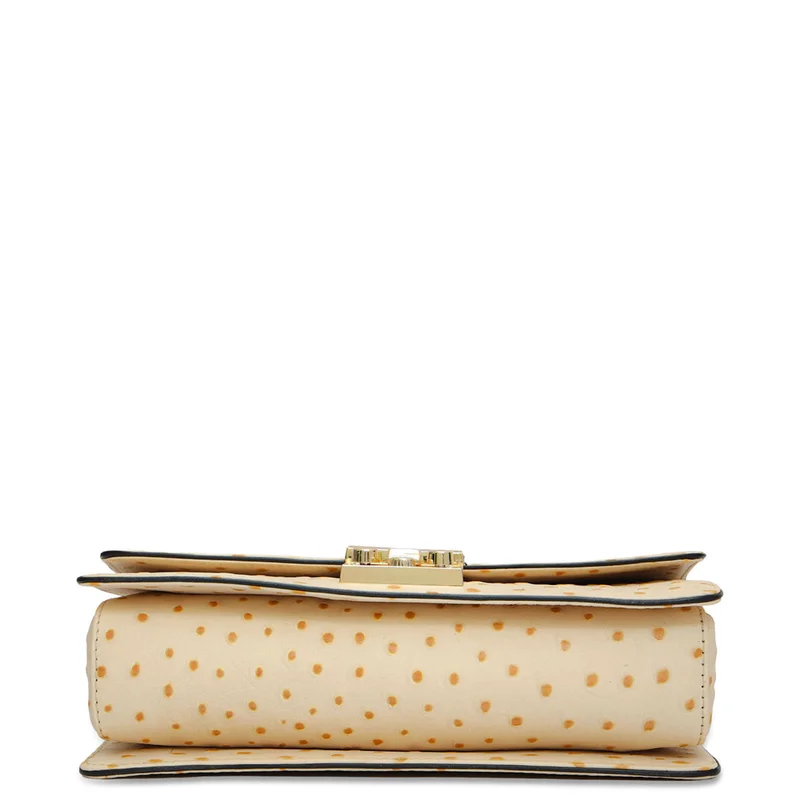 Da Milano Vanilla Small Ostrich Leather Shoulder Bag - Vanilla for Women | Best Price UAE